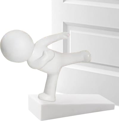 Deurstoppers Binnendeuren - Deurvanger Rubber - Muur Beschermen - Levendig Figuur Ontwerp - 11x7x7cm - Wit