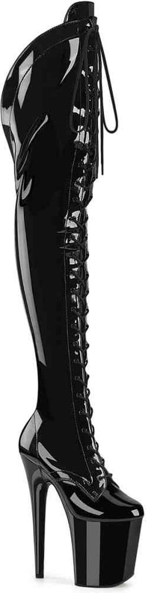 Pleaser - FLAMINGO-3014 Plateau Overknee Laarzen - US 6 - 36 Shoes - Zwart