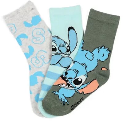 Stitch Sokken Kinderen – 3 Paar – Disney Lilo & Stitch – Maten 23/26 – Katoenmix – Officiële licentie – Groen/Grijs