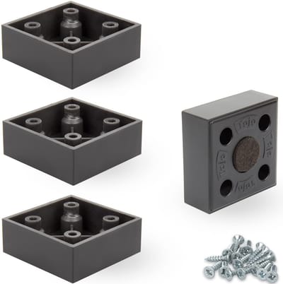 Dailygoods- Meubelpoten 2 cm hoog - Set van 4 - Viltglijders - Kunststof - Zwart - Model Cuba - Meubelvoeten