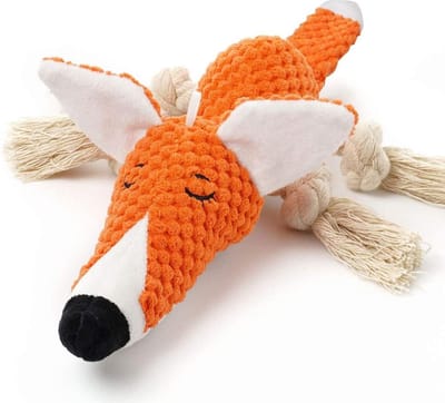 BoDutch Honden knuffel - Vos - Puppyknuffel - Knisperoortjes - Met piep - Oranje - 36 cm - Hondenspeelgoed