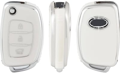 Autosleutel Hoesje geschikt voor Hyundai - Sleutelcover - TPU Cover Sleutelhoes - Accessoires - wit