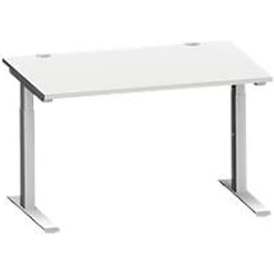 Schäfer Shop Genius bureau MODENA FLEX, C-voet rechthoekige buis, B 1200 x D 800 mm, aluminium lichtgrijs/wit