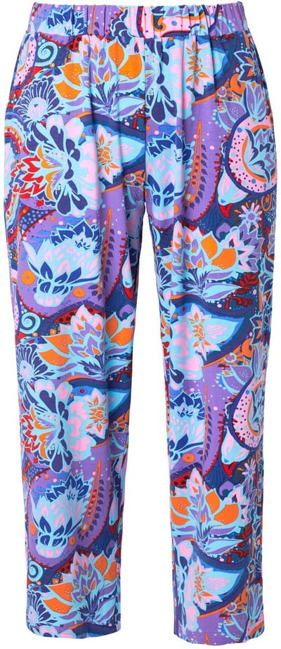 Ulla Popken - Dames - 7/8 jersey-broek patroon rechte pijpen - Paars - Maat 46+
