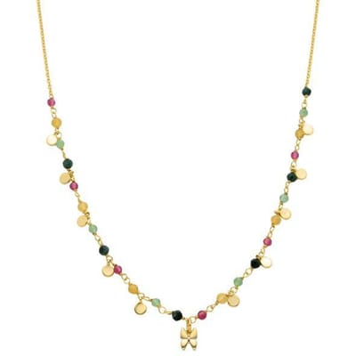 Luxenter Sterling Zilver 925 collier met 18K geel verguld Groen Kristal - Vlinder