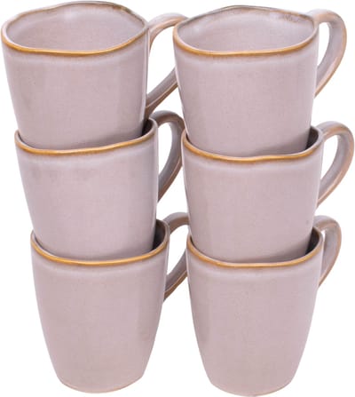 Kade 171 Lagos koffiemokken 6 stuks 350 ml - Portugees stoneware wit bruine spikkel