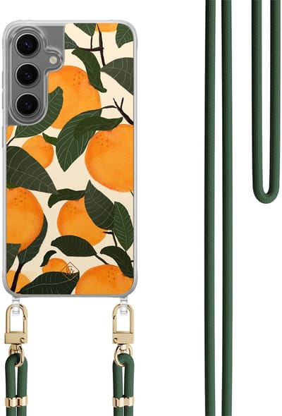 Casimoda® hoesje met koord - Geschikt voor Samsung S24 Plus - Orange Garden - Afneembaar koord - TPU/polycarbonaat - Multi