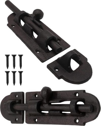 Massieve Gietijzeren Deurgrendel met Knop - Rustiek Antiek Ontwerp voor Binnendeuren en Schuren - 200x59mm