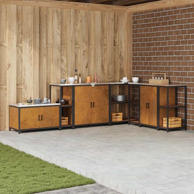vidaXL - Keukenplankeenheid - HATTEM - Roestig - 30 - x - 50 - x - 92 - cm - Staal