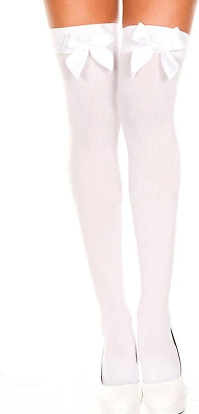 WiseGoods Premium Panty Kousen Met Strik - Pantykousjes Met Strikje - Strikjes Panty's - Sexy Kousen Dames - Kleding - Sokken Wit