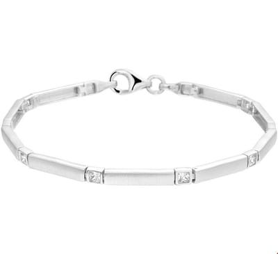 Zilver Gerhodineerde Armband poli/mat zirkonia 3 1326259
