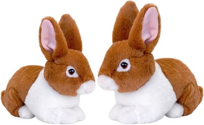Pluche konijnen familie - bruin - moeder en kind - 25 / 18 cm - zittend - eco collectie