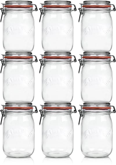 Le Pratique 1000ml Weckpotten Set (9x 1000ml) | OP=OP VOORDEELSET | 9 Weckpotten van 1000 ML | Premium A-kwaliteit | Robuust en Voedselveilig | Ideaal als voorraadpot, inmaakpot of conserveerpot | Made in France