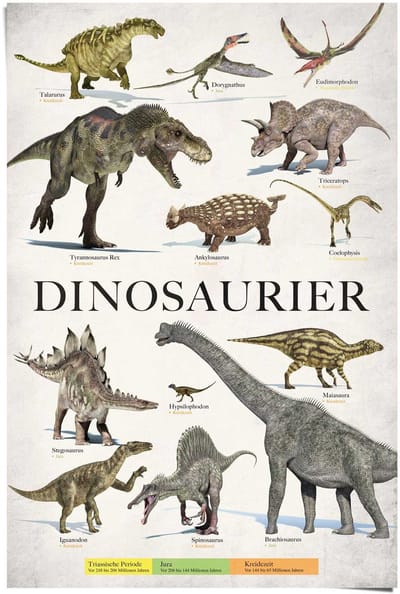 Poster Dino's - 91,5 x 61 - Papier - REINDERS