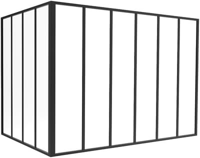 Vente-unique Glazen hoekbinnenraam van gepoedercoat aluminium - L180 x L120 x H130 - Zwart - BAYVIEW