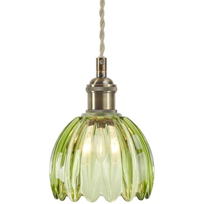 Markslöjd Hanglamp Gota, oud messing/groen, glas, Ø 13 cm, stekker