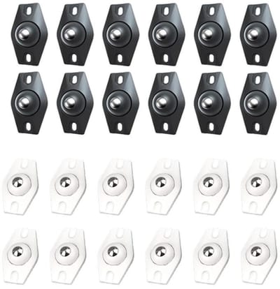 Set van 24 Zelfklevende Mini Balwielen voor Meubels - 360 Graden Draaibare Wielen voor Afvalbakken, Keukenaccessoires en Meubelverplaatsing
