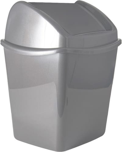 Hega Hogar Aanrecht vuilnisbakje - met klepdeksel - grijs - 1 liter - kunststof - 13 x 11 x 17 cm