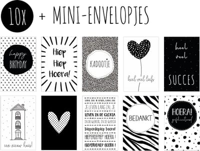 10x Minikaartjes + Mini-envelopjes | COOL LITTLE CARDS | set kleine kaartjes met kraft enveloppen