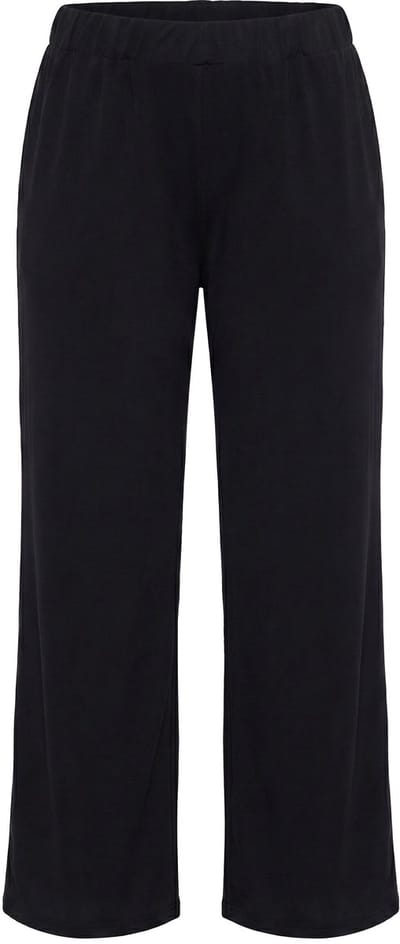 Ulla Popken - Dames - Slinky broek wijde pijp elastische tailleband slinky piqué - Zwart - Maat 42+