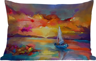 Buitenkussens - Schilderij - Olieverf - Boot - Kleuren - 60x40 cm - Weerbestendig
