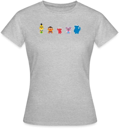 Sesamstraat Pixelontwerp Personages T-Shirt Dames