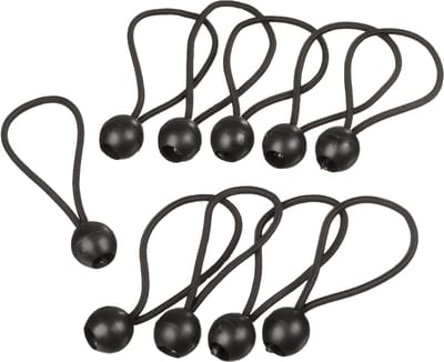 Nature - Bevestigingsset - Elastische band met kogelstop (10 stuks) - zwart