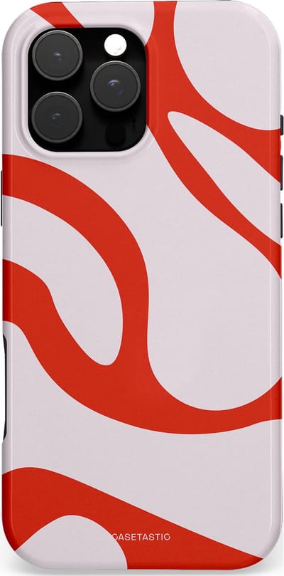 Casetastic Hoesje Geschikt voor Apple iPhone 16 Pro Max Magsafe - Stijlvolle Beschermende Duo-layer Case - Oranje Witte Pebbel Stenen