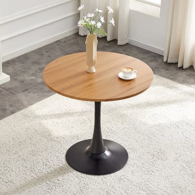 Salontafel - Tafel - Bijzettafels - Rond - 80x80x76 cm - Moderne Bijzettafels - Zandloperontwerp - Moderne salontafel - Naturel houtkleurig, zwart