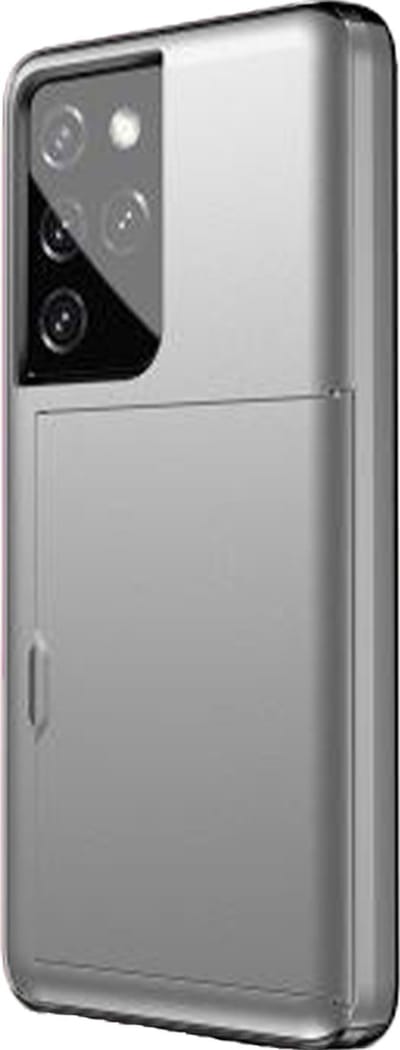 Hoesje geschikt voor Samsung Galaxy S22 - Backcover - Hardcase - Pasjeshouder - Portemonnee - Shockproof - TPU - Zilver