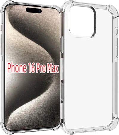 MobyDefend Hoesje - Geschikt voor iPhone 16 Pro Max - Transparante Shockproof TPU Backcover - Verstevigde Hoeken - Volledig Doorzichtig