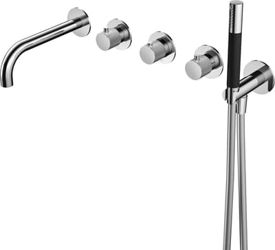 Hotbath Cobber X CX7172EXT afbouwdeel inbouwthermostaat met staafhanddouche aan houder, 2 stopkranen en uitloop chroom