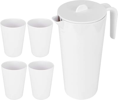 Waterkoker met bekers - Drankenkan theeketel - Thuis restaurant keuken - Grote capaciteit 1700ml - 8 x 11 cm - Meerkleurig