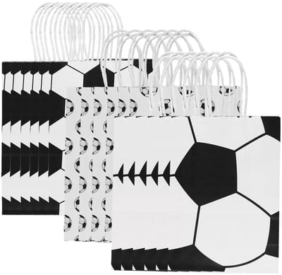 Dailygoods- Papieren Zakken Herbruikbaar - Voetbal Cadeauzakjes - 18 Stuks - Kraftpapier - Lichtgewicht - Duurzaam