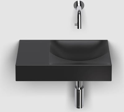 Clou Vale fonteinen keramiek fontein 38x19x7cm voorbewerkt kraangat links Zwart mat