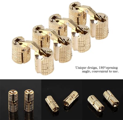 Dailygoods- Scharnier 180° Opening - Verborgen Scharnier - Koper - 4 Stuks - Robuust - Duurzaam - Max. Capaciteit 10 kg