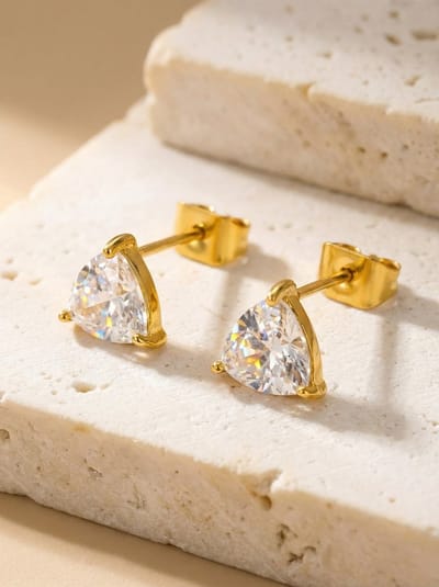 Lundholm Dani Luxe Studs Oorbellen Dames Jewellery - Oorknopjes Goud Kleurig Zirkonia 7 mm - sieraden dames Vrouwen cadeautjes tip my - Cadeau voor Vrouw