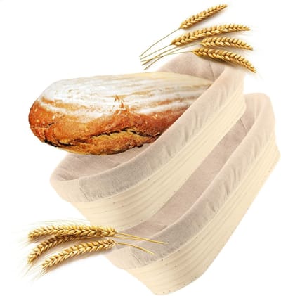 Fermentatiemand 2 Stuks - Broodmand Rieten - Brood Bakken - Natuurlijk Vlechtwerk - 35 x 14 cm - Beige