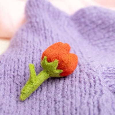 Vilten Broche bloem - Tulp Odile - Oranje - 8cm