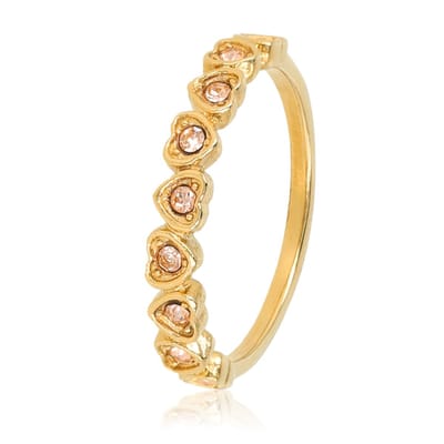 My Bendel - Hartjes Ring met Zirkonia Stenen • Champagne - met Luxe Cadeauverpakking | Sieraden Voor Dames | Maat 16.00 Mm / Maat 50