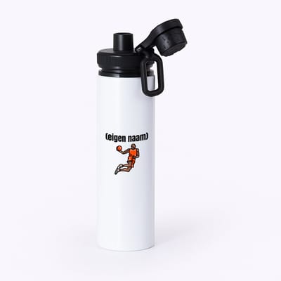 Hacebo® - basketbal man met eigen naam waterfles met draaidop zwart - Basketbal - iemand die op basketbal zit - sport - bal - wedstrijdsport - verjaardag cadeau - kado - water fles - 850ML
