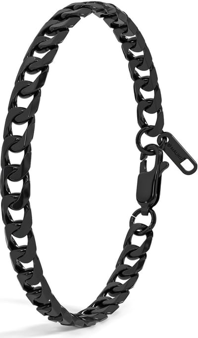 Malinsi® Armband Heren en Dames - Zwart Cuban 6mm Compleet RVS - Armbandje Mannen 19 + 1,5 cm Verlengplaat