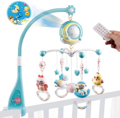 Zyrex® Boxmobiel Houder - Mobiel Houder Met Muziek en Verlichting - Boxmobiel - Blauw - 43cm x 8cm x25cm