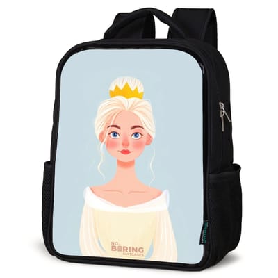 NoBoringSuitcases.com® - Rugzak zwart - Schooltas jongen & meisje - Prinses met een gouden kroon - Blauw - Rugtas voor school - Boekentas kind - Schoolrugzak - Kinderrugzak