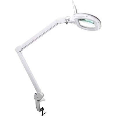 Velleman Ledloeplamp met klem, zwenkarm, aan/uit-schakelaar en dimfunctie, 60 leds, vergroting 2.25x, voor kinderen, volwassenen, senioren, lezen, diamond painting, hobby, werken, wit