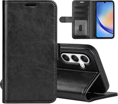 MobyDefend Hoesje - Geschikt voor Samsung Galaxy A35 - Wallet Book Case (Sluiting Achterkant) - Zwart
