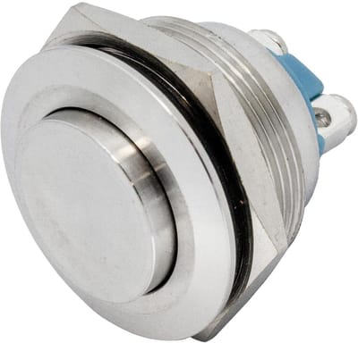 Drukknop Schakelaar - Verhoogde Knop - Apparatuur Bediening - Vandalismebestendig IP65 - 25mm Diameter - Zilver