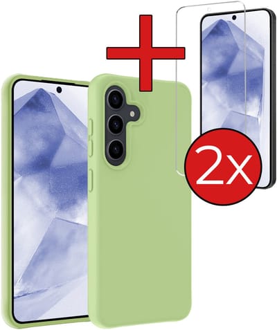 Hoesje - Met 2x Screenprotector - Geschikt voor Samsung Galaxy A56 - Sterk & Shockproof - Telefoon Hoes - Back Cover - Siliconen Case - Telefoonhoes - Groen