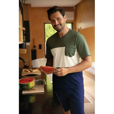 Comte for men Heren shortama brede strepen Blauw man 46