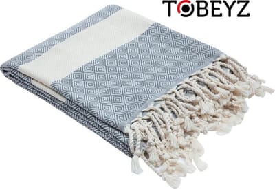 Tobeyz Baddoek Darkgrijs 100% Katoen | 100 x 180 cm | Hamamdoek - Hamam Handdoek - Spa handdoek - Saunadoek - Zwart